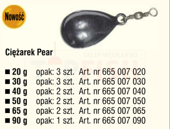Konger Ciężarek Karpiowy Pear 20g - op.3szt
