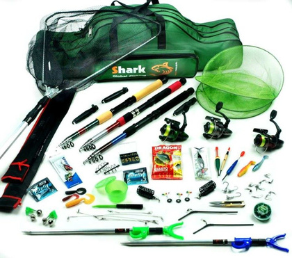 Mega Zestaw Wędkarski Spinn-Spławik-Grunt Pokrowiec, Podbierak, Akcesoria