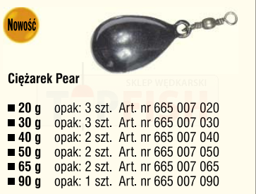 Konger Ciężarek Karpiowy Pear 20g - op.3szt