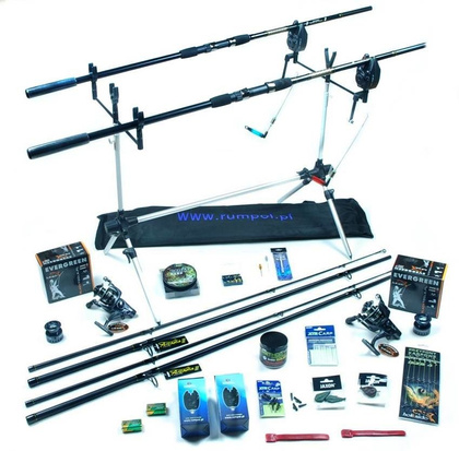 Zestaw Wędkarski Karp - Jaxon 2x Tenesa 3,6m, 2x Kołowrotki, Rod Pod