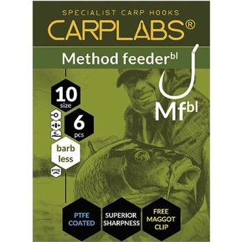 Carplabs Method Feeder Barbless Hook 14 Titanium Gray Mesh 6 Stk.