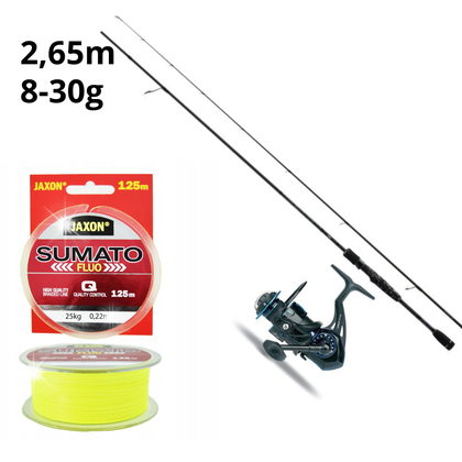 Spinning Set - Jaxon Grey Stream 265/30, Jaxon Harmony HTX300 Reel, Braided Line