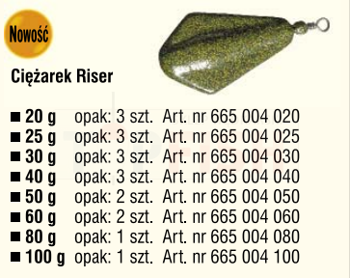 Konger Ciężarek Karpiowy Riser 20g - op.3szt