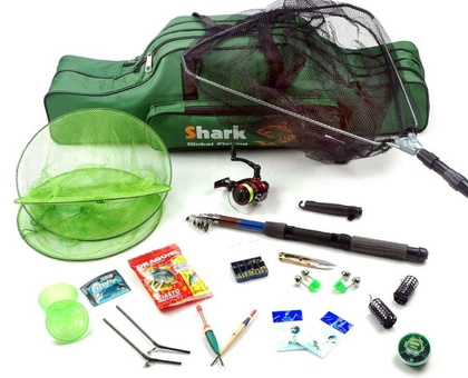 Zestaw Wędkarski Wędka Wind 2,4m, Kołowrotek M200, Pokrowiec, Podbierak