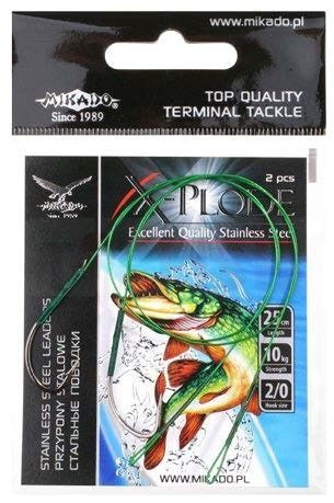 Mikado Leaders Steel Hook 1/0 30cm-10kg-2p -Brown