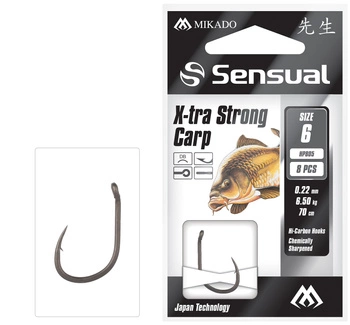 Przypony Wiązane - SENSUAL - X-TRA STRONG CARP nr 10 DB / żyłka: 0.18mm/70cm - op.8szt.