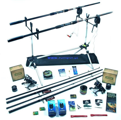 Zestaw Karpiowy - Jaxon Wędki 3,3m, Kołowrotki Magnet, Rod Pod, Akcesoria