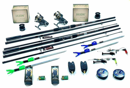 Zestaw MAX Na Karpia - Jaxon 2x Zaffira 3,6m, 2x Top Carp 500, Sygnalizatory