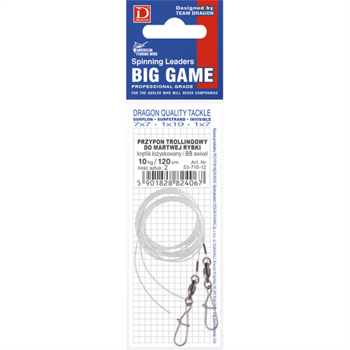 Dragon Przypon Trollingowy Fluorocarbon-120cm-10kg-2szt