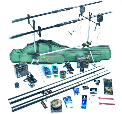 Zestaw Na Karpia - Jaxon 2x Tenesa 3,3m, 2x Kołowrotki MF DA-5000, Rod Pod