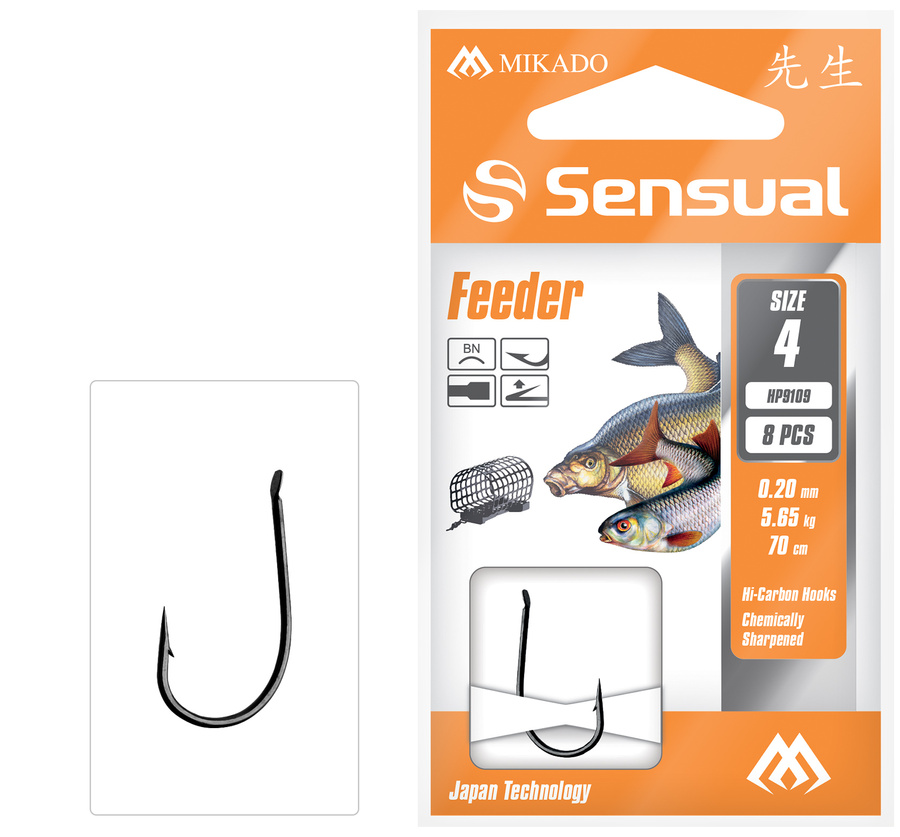 Przypony Wiązane - SENSUAL - FEEDER 9109 nr 12 BN / żyłka: 0.12mm/70cm - op.8szt. (HP9109-12B