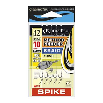 Kamatsu Haczyki Method Feeder Plecionka Spike 10/10cm/0,12mm- 5szt