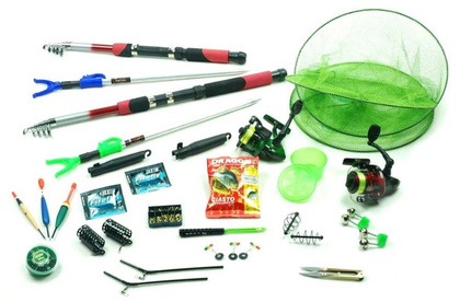 Zestaw Wędkarski 2 Wędki Wind, 2 Kołowrotki, Podpórki, Dodatki