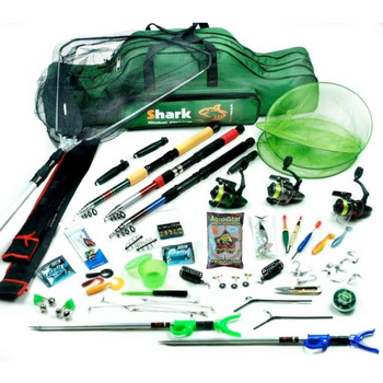 Mega Zestaw Wędkarski Spinn-Spławik-Grunt Pokrowiec, Podbierak, Zanęta