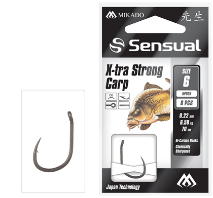 Przypony Wiązane - SENSUAL - X-TRA STRONG CARP nr 8 DB / żyłka: 0.20mm/70cm - op.8szt.
