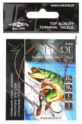 Mikado Przypon Stalowy z Podwójną Kotwicą 25cm-10kg-2x -Brąz