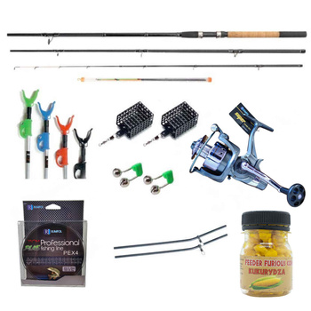 Solidny Zestaw Wędkarski Feeder - Wędka Aqua Carbon, Kołowrotek Wolny Bieg