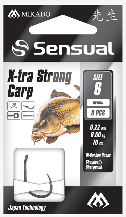 Przypony Wiązane - SENSUAL - X-TRA STRONG CARP nr 8 DB / żyłka: 0.20mm/70cm - op.8szt.