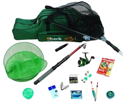 Zestaw Wędkarski Spławik-Grunt, Wędka 2,4m, Kołowrotek, Podbierak