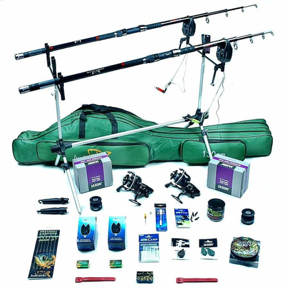 Zestaw Karpiowy Tele Carp - Jaxon Wędki 3,3m, Kołowrotki Satori, Rod Pod, Torba