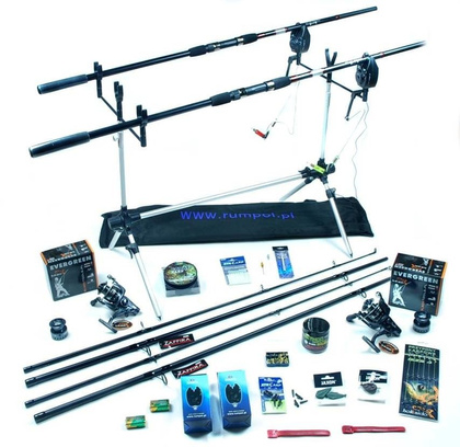 Zestaw Na Karpia - Jaxon 2x Tenesa Carp 3,3m, 2x Kołowrotki MF DA-5000, Komplet