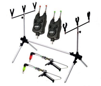Zestaw Wędkarski Rod Pod + 2 Sygnalizatory Elektroniczne Jaxon + 2 Swingery Elektroniczne