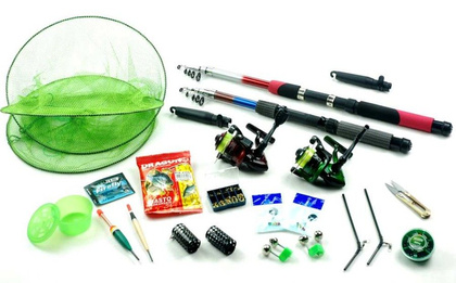 Zestaw Wędkarski 2x Wędki Tele, 2x Kołowrotki z Żyłką, Akcesoria