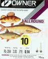 Haczyki Owner Rl284 Z Przyponem 14 - 0,12mm - Złoty