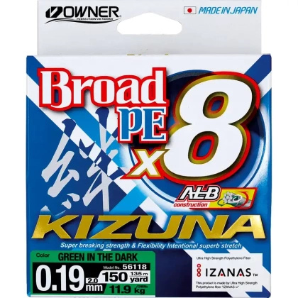 Braided Owner Broad Pe Kizuna 8X Green 0,21mm 135m