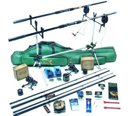 Zestaw Karpiowy - Jaxon Wędki 3,3m, Kołowrotki Magnet, Rod Pod, Torba
