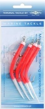 Mikado Set Sea - Gummi Makk Rig - Hooks 4 x 2/0 (Red)