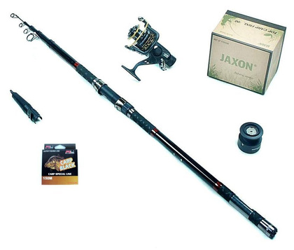 Zestaw Tele Carp - Jaxon Wędka 3,3m, Kołowrotek Top Carp FRXL 400, Żyłka