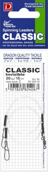 Dragon Leader Invisible Fluorocarbon - 20kg CLASSIC 15cm - 2pcs.
