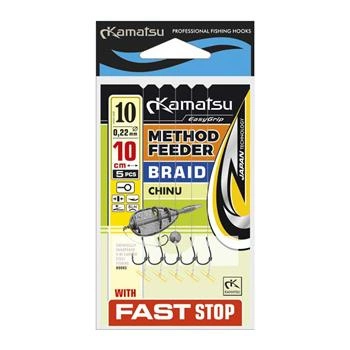 Kamatsu Haczyki Method Feeder Plecionka Fast Stop 8/10cm/0,14mm- 5szt
