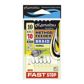 Kamatsu Haczyki Method Feeder Plecionka Fast Stop 8/10cm/0,14mm- 5szt