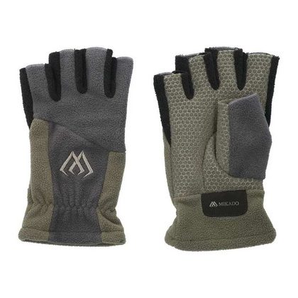 Mikado Rękawiczki Polarowe - Bez Palców M - Szaro Zielony