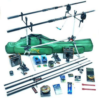 Zestaw Na Karpia - Jaxon 2x Zaffira 3,6m, 2x Kołowrotki MF IFR6000, Stojak