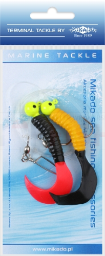 Mikado Set Sea - Pilk Twist Jighead Rig 7.5cm - 2x6g (Yellow / Red / Black)