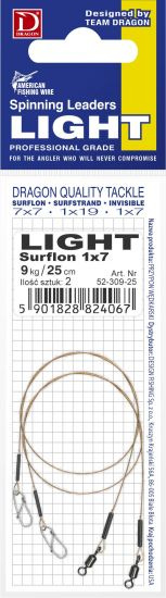 Dragon Raubfischvorfach 1x19 Surflon A.F.W. - 3kg LIGHT 15cm - 2stk.