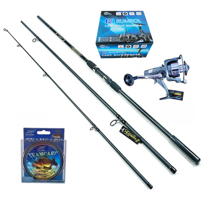 Zestaw Wędkarski Karp - Jaxon Wędka Tenesa 3,6m, Kołowrotek Wolny Bieg