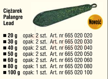 Konger Ciężarek Karpiowy Palangre Lead 60g - op.2szt
