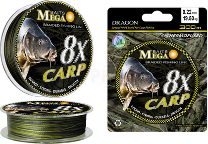 Dragon Braid Mega Baits 8X CarpBraid 260m-0.22mm-19.50kg - Camou