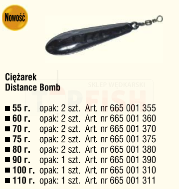 Konger Ciężarek Karpiowy Distance Bomb 60g-op.2szt