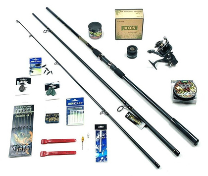 Zestaw Wędkarski Karp - Jaxon Wędka 3,3m, Kołowrotek Magnet Carp 400