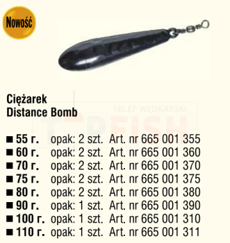 Konger Ciężarek Karpiowy Distance Bomb 60g-op.2szt