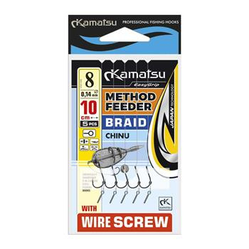 Kamatsu Haczyki Method Feeder Plecionka Wire Screw 6/10cm/0,14mm- 5szt
